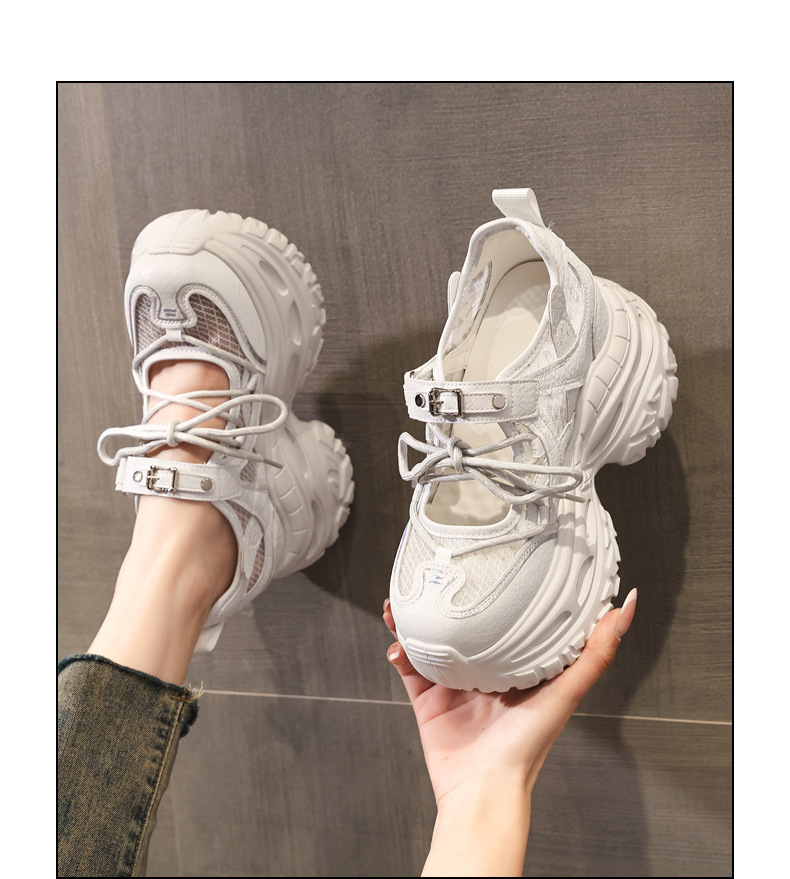 Giày sneaker nữ chunky đế dày lưới thoáng khí tăng chiều cao — màu tím chi tiết 14