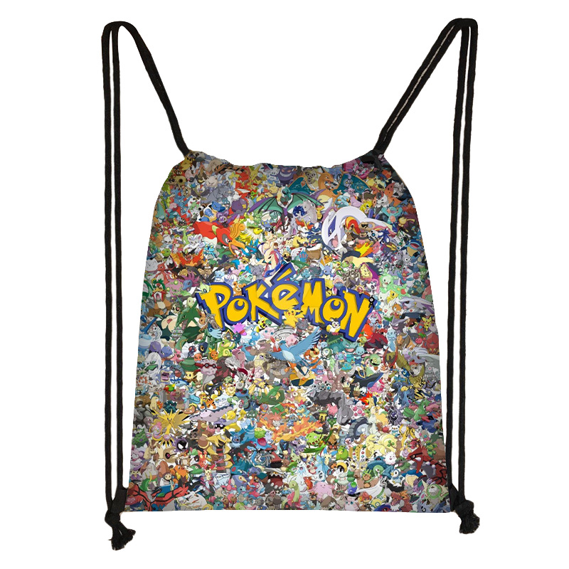 25新宝可梦束口袋卡通双肩包学生便携可折叠儿童大容量袋跨境热销
