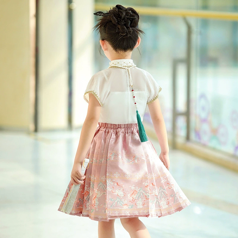 Children's summer suit, skirt, Hanfu, Chinese style