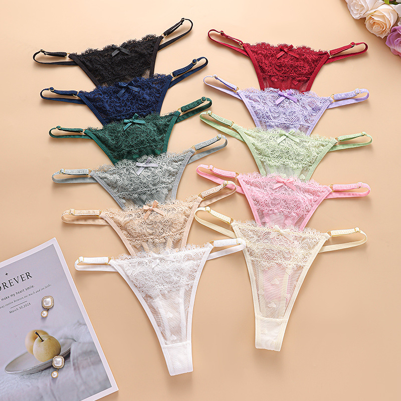 Amazon cross-border TK best-selling lace sexy thong women's seductive low-waist panties wholesale for export