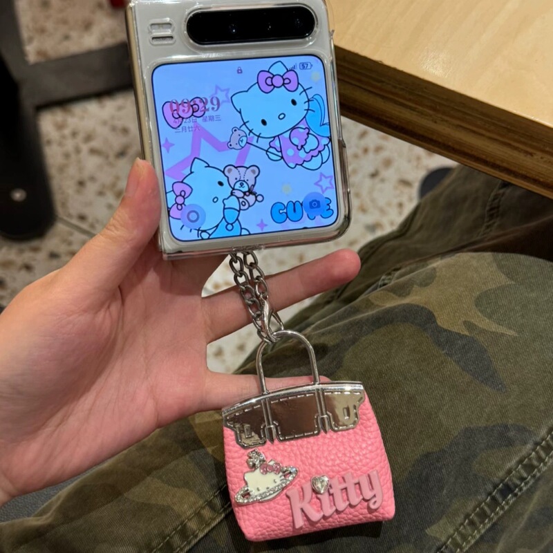 迷你铂金贝壳包包凯蒂猫包包挂饰ins精致风金属链条装饰小包韩国|undefined