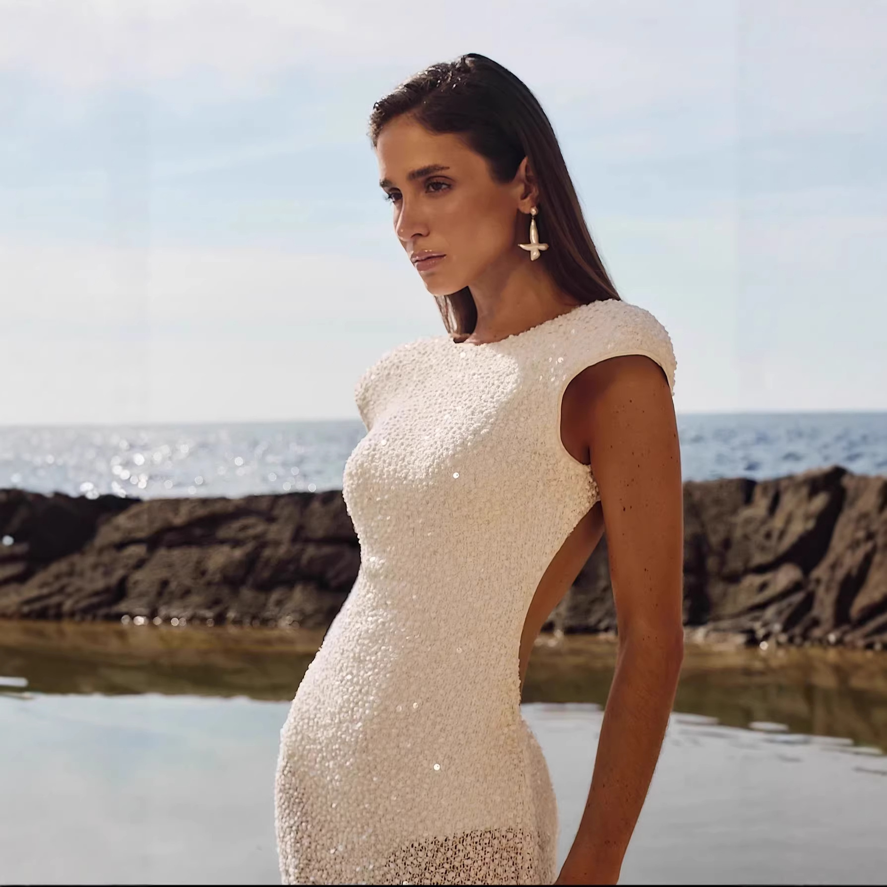 Women's Clothing Sexy Backless Oversized Shoulder Sequined Lace Bridesmaid Dress Australian Design Summer Style_ecoleips.com