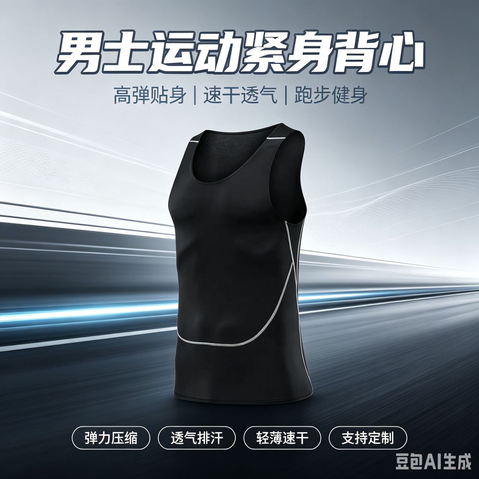 New men's athletic quick-drying tank top, sleeveless short-sleeve, customizable, high-elasticity training and fitness wear for men
