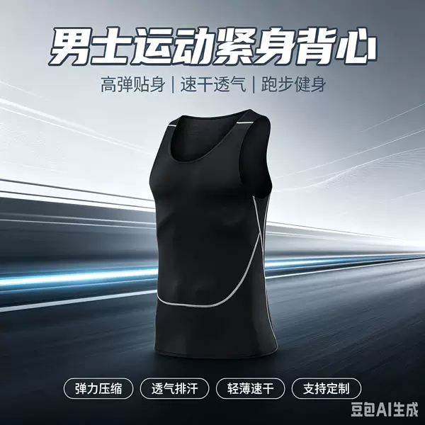 New men's athletic quick-drying tank top, sleeveless short-sleeve, customizable, high-elasticity training and fitness wear for men