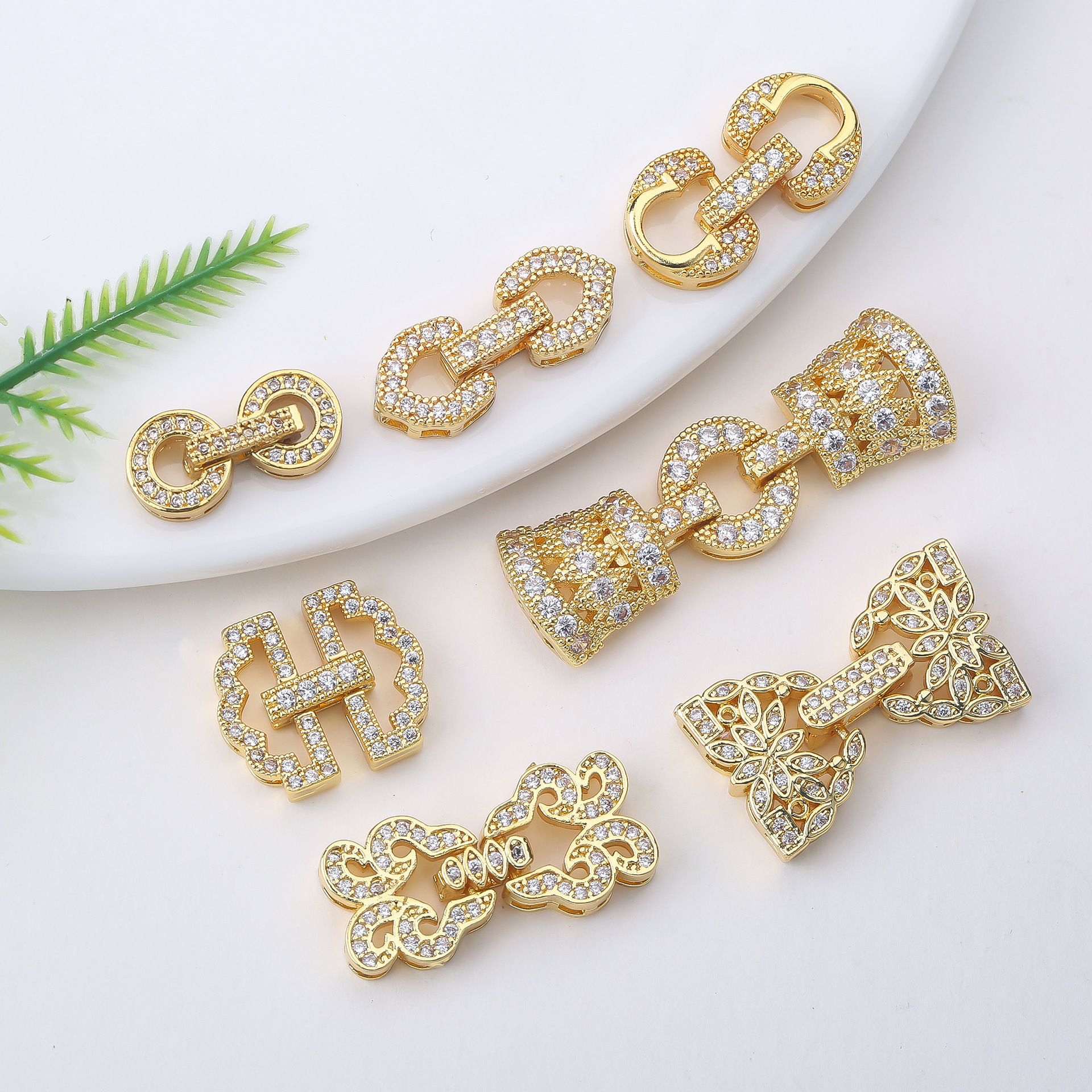 Color-Preserving Pearl Necklace Buckle Micro-Paved Zircon Finishing Buckle Connecting Buckle Mother Buckle Universal Buckle DIY Jewelry Accessories