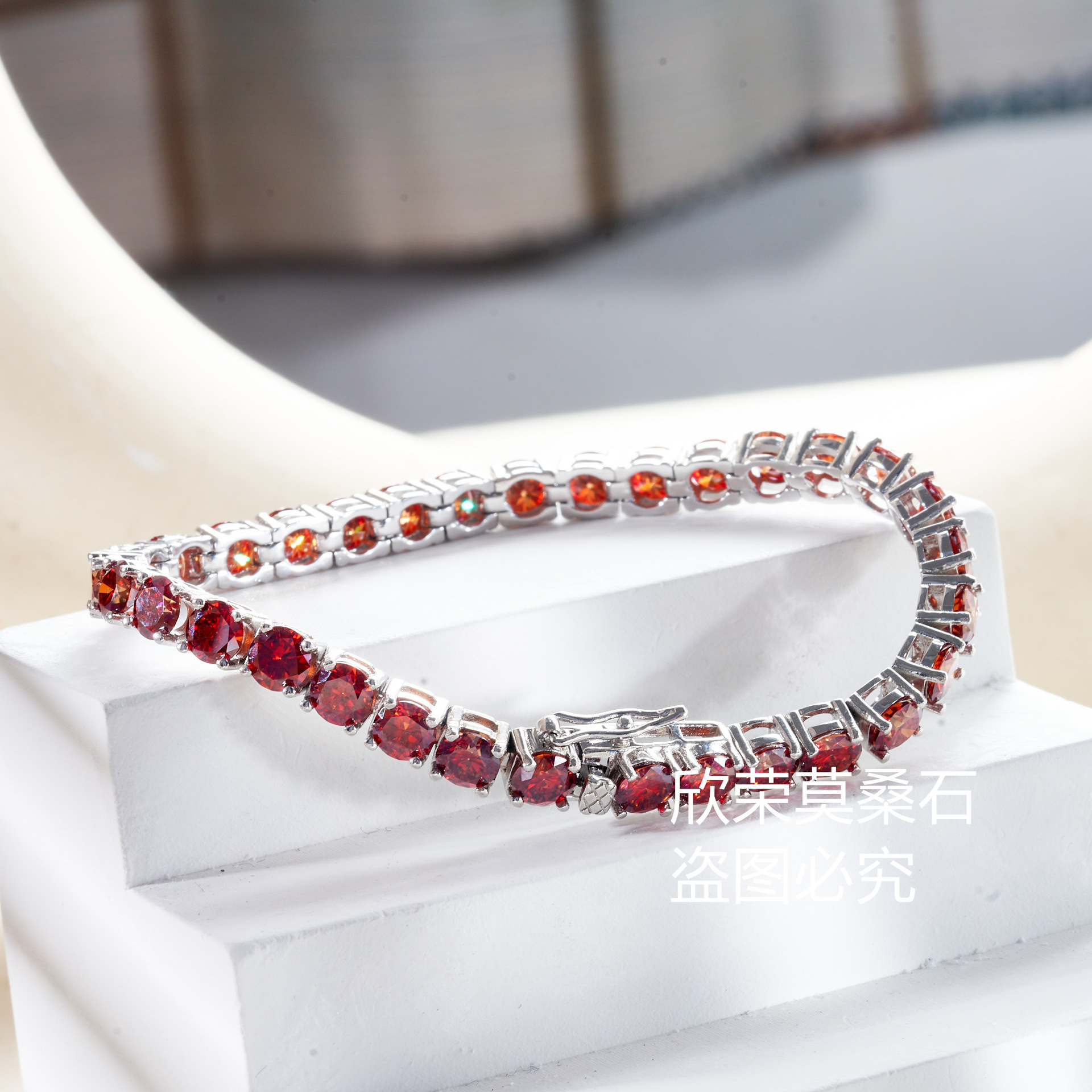 3mm/4mm/5mm rojo granada plata esterlina S925 pulsera de moissanita con certificado GRA joyería de temperamento simple de lujo ligero