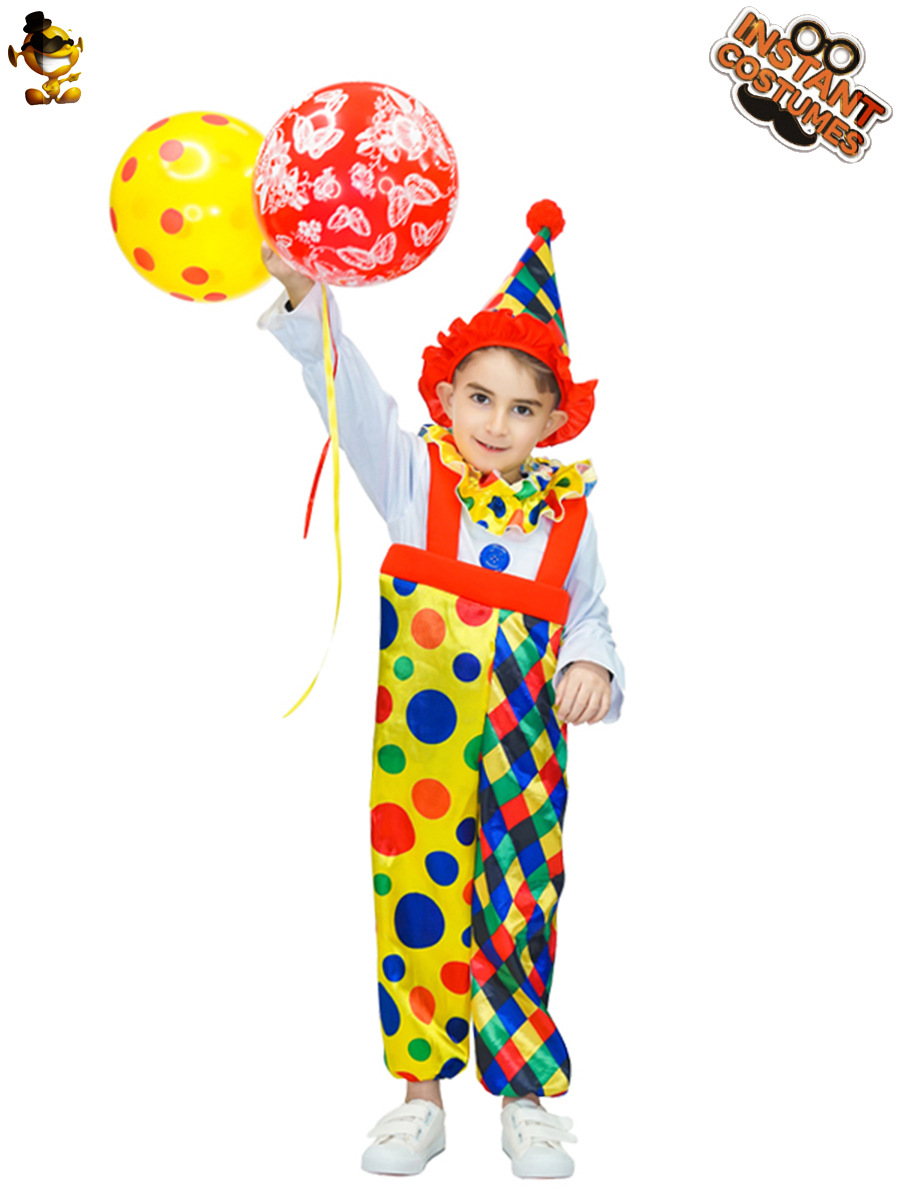 Halloween niños lindos payaso espectáculo vestuario cos circo payaso juego de roles vestuario espectáculo de escenario