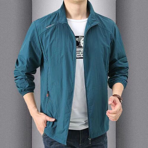 Summer Ice Silk Ultra-Thin Sun Protection Clothing Men Loose Breathable Jacket Casual Stand Collar Jacket Outdoor Sports Skinfashion