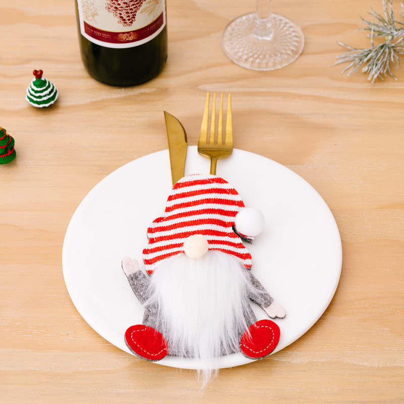 ノームバッグナイフとフォーク新しいクロスボーダークリスマス老人セット顔のないルドルフ食器装飾ナイフとフォーク用品|undefined