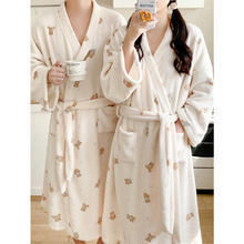 2025冬季新款情侣毛毛睡衣女韩系卡通家居服睡袍