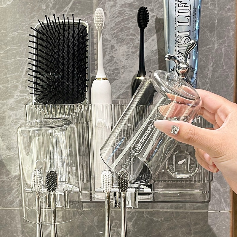 Luz de lujo cepillo de dientes pasta de dientes rack ponche libre montado en la pared inodoro enjuague bucal cepillo de dientes taza cepillo de dientes eléctrico titular