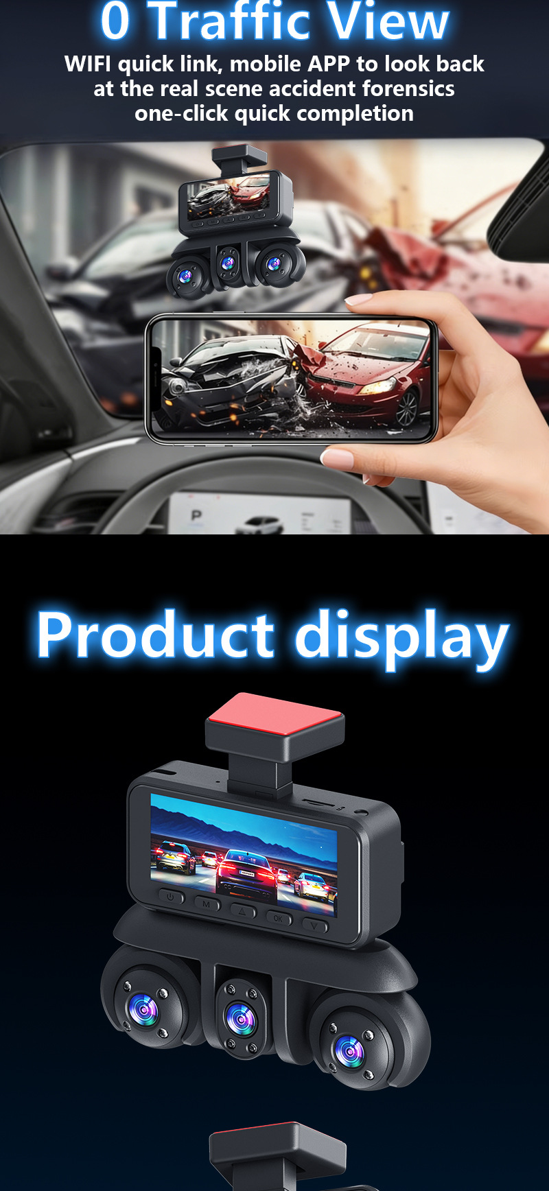 W18-5 Lens Dashcam 3.16-inch 1080P Five-Channel Camera Manufacturer's Best-Selling Product for Foreign Trade and E-commerce on Amazon