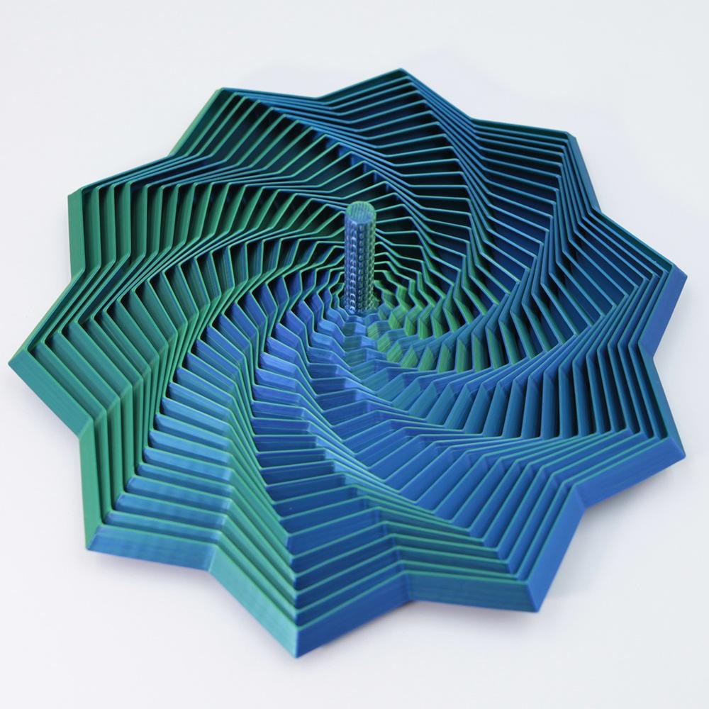 Ilusión visual transfronteriza descompresión torre de rábanos impresa en 3D juguetes de puzzle para niños espiral poligonal gran tecnología negra completa