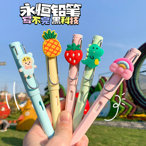 Cute cartoon black technology no need to sharpen pencil, no ink, student's positive posture, eternal pencil drawing, not easy to break pencil
