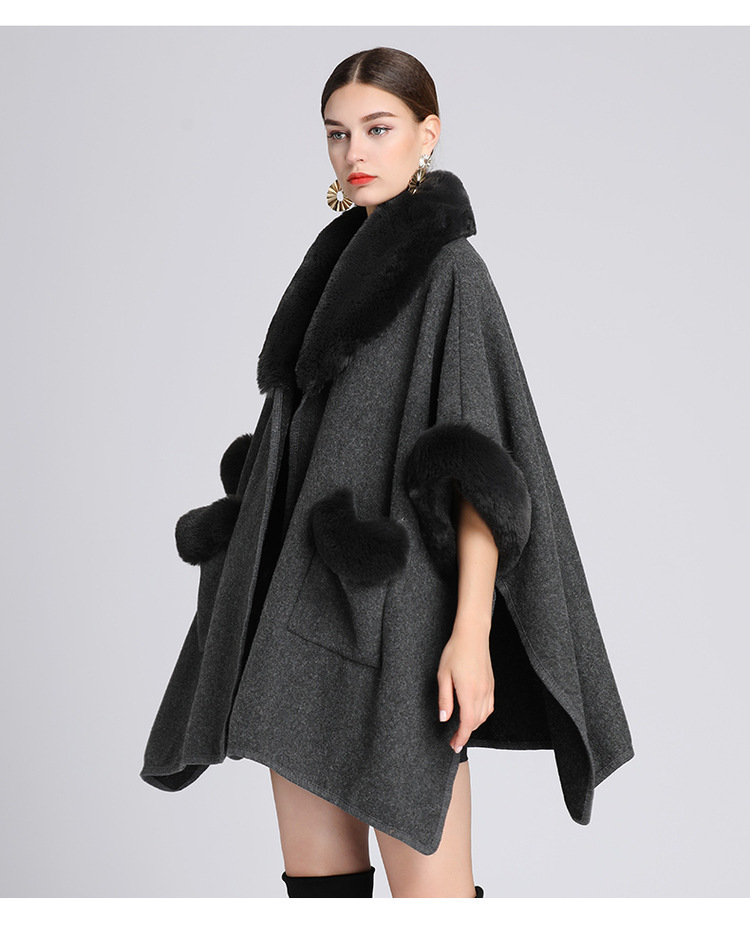 Mantella con colletto in lana, grande, ampia, in lana, cardigan donna_voghion.com
