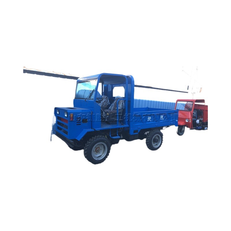 Vehículo de transporte de ingeniería diesel de cuatro ruedas, vehículo de transporte de piso para construcción, vehículo de ingeniería de cuatro ruedas con tipo cabina