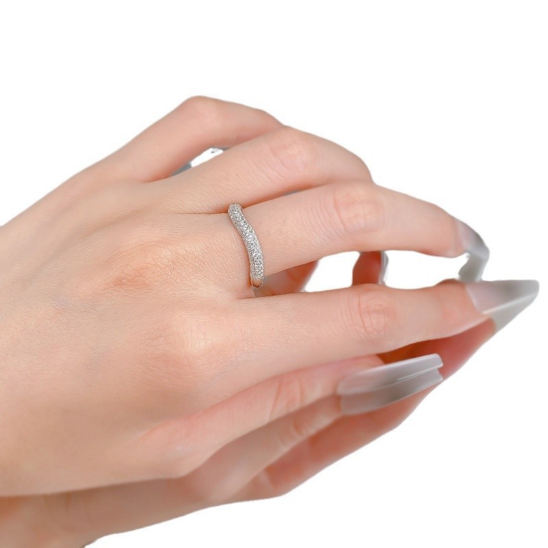 Women's Gender Inlay Design 925 Sterling Silver Solid Color Zircon Rings