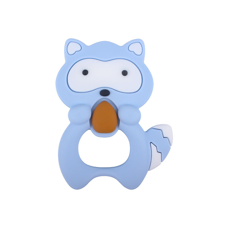 Amazon nuevo animal de dibujos animados mapache molar silicona teether bebé juguete creativo teether stick materno y infantil suministros
