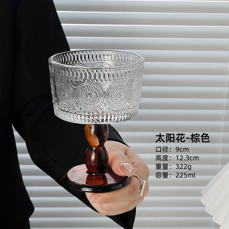 Nicho sensación de atmósfera copa de vino medieval copa de vidrio de pie alto copa de champán copa de vino tinto sensación alta copa de helado de viento