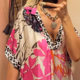 2024 independent station explosions European and American leisure leopard color printing deep V dress