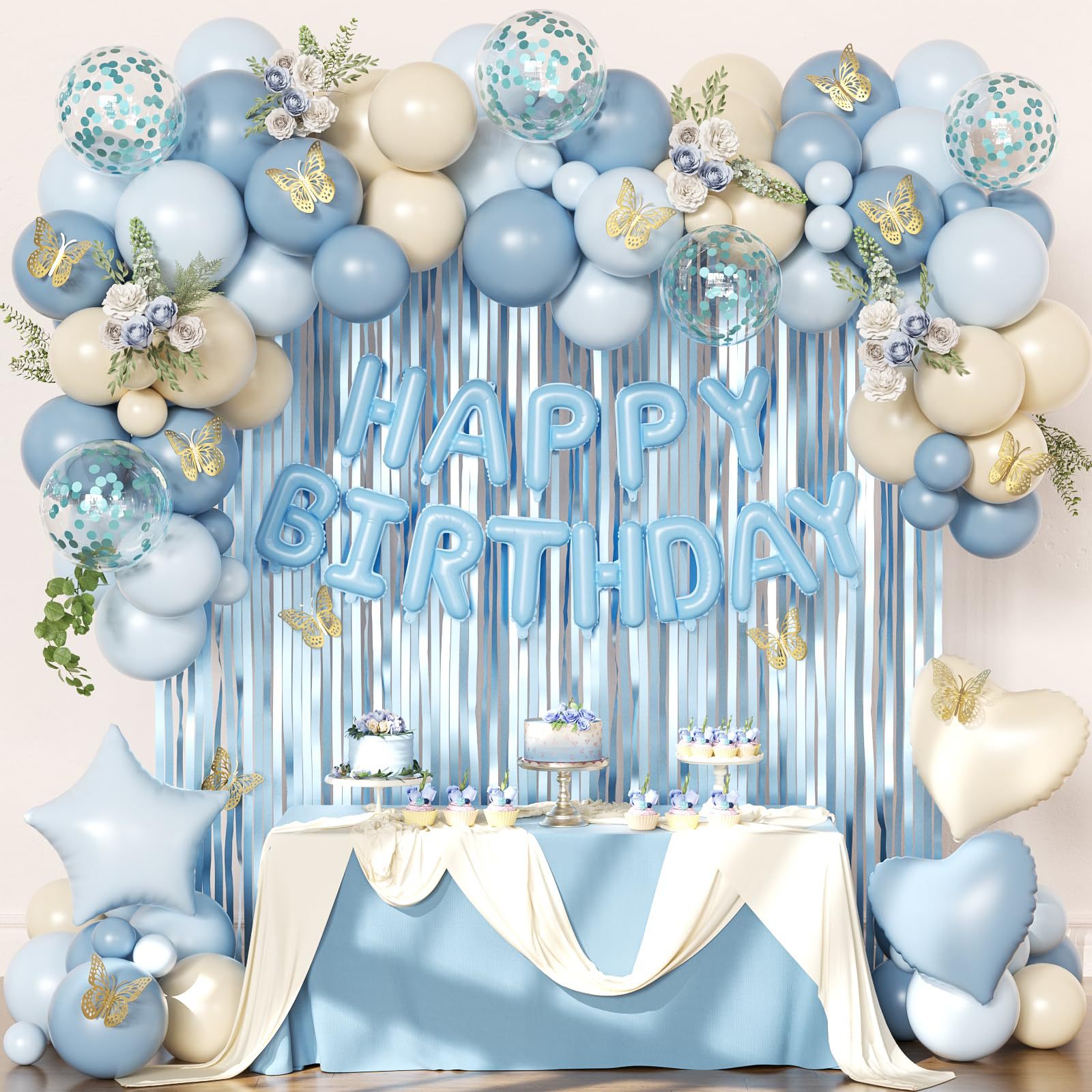 Cross-Border Blue Party Decoration Supplies Letter Balloon Garland Set Adult and Kidsren Birthday Background Wall Layout