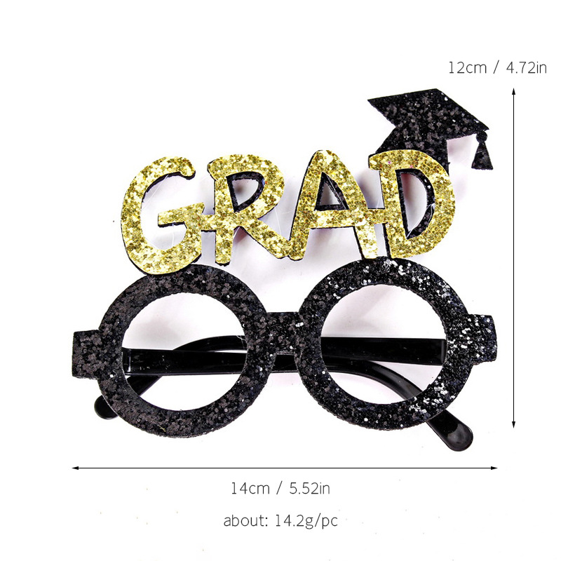 Nueva temporada de graduación de oro negro decoración gafas de fotografía gafas accesorios de fotografía fiesta de graduación regales divertidos