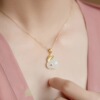 Fashionable necklace jade stainless steel, copper pendant, internet celebrity, simple and elegant design