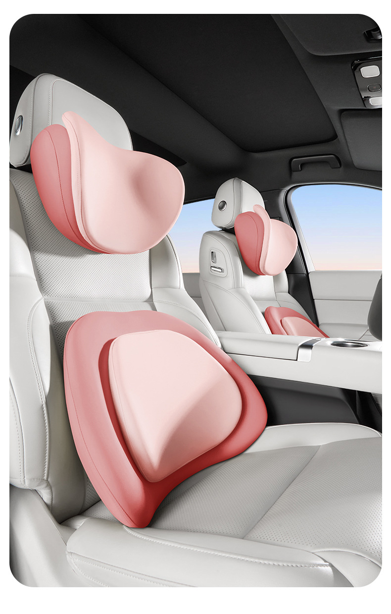 Car Headrest and Lumbar Support Double-Layer High-End Car Pillow Car Cushion Memory Foam Lumbar Support Home Car Supplies