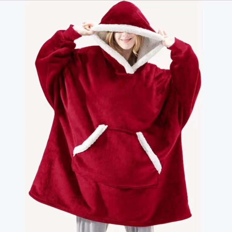 頭をかぶってベルベットのパジャマをつかむ保温テレビ毛布屋外防寒パジャマカップル服のベルベット保温服|undefined