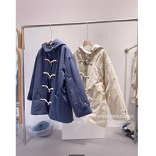 2024秋冬新品 日系森女系复古纯色牛角扣加厚保暖棉衣棉服外套女