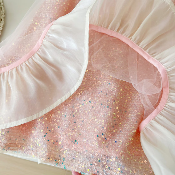 2024 Summer New Girls Sleeveless Bow Mesh dress Girls Cute Elegant Princess Dress 24268