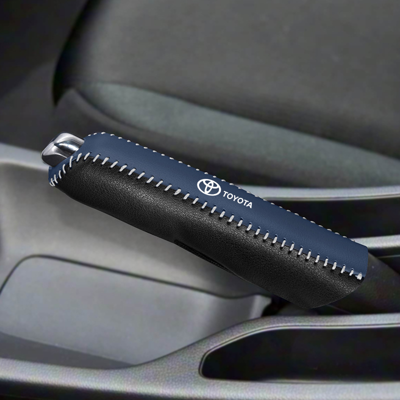 Hilux Yaris RAV4 – Toyota Sürətlər qutusu və əl tormozu başlıqları - toyota-handbrake-cover-blue-stitching