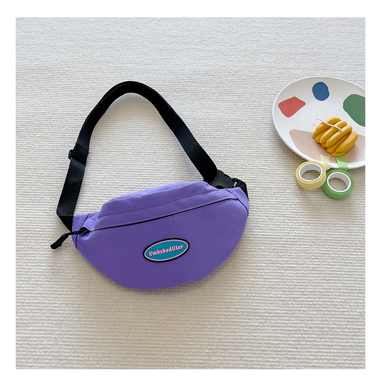 Kid'S Canvas Solid Color Basic Square Zipper Fanny Pack display picture 12