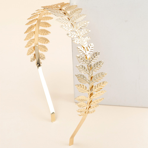 Korean style temperament alloy leaf headband women's fashionable design European and American popular headband hair accessories cross-border jewelry wholesale
