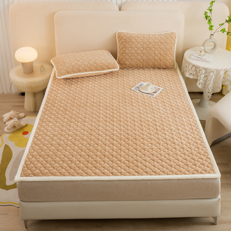 De calentamiento rápido de terciopelo de leche colchón antideslizante acolchado colchón de invierno engrosada terciopelo de coral caliente sábana ajustable al por mayor