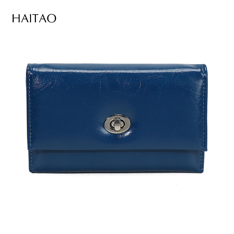 Nuevo tipo de billetera de mujer transfronteriza tres plegables cera de aceite billetera de cuero de gran capacidad multi-tarjeta de alta calidad billetera de cambio para mujeres