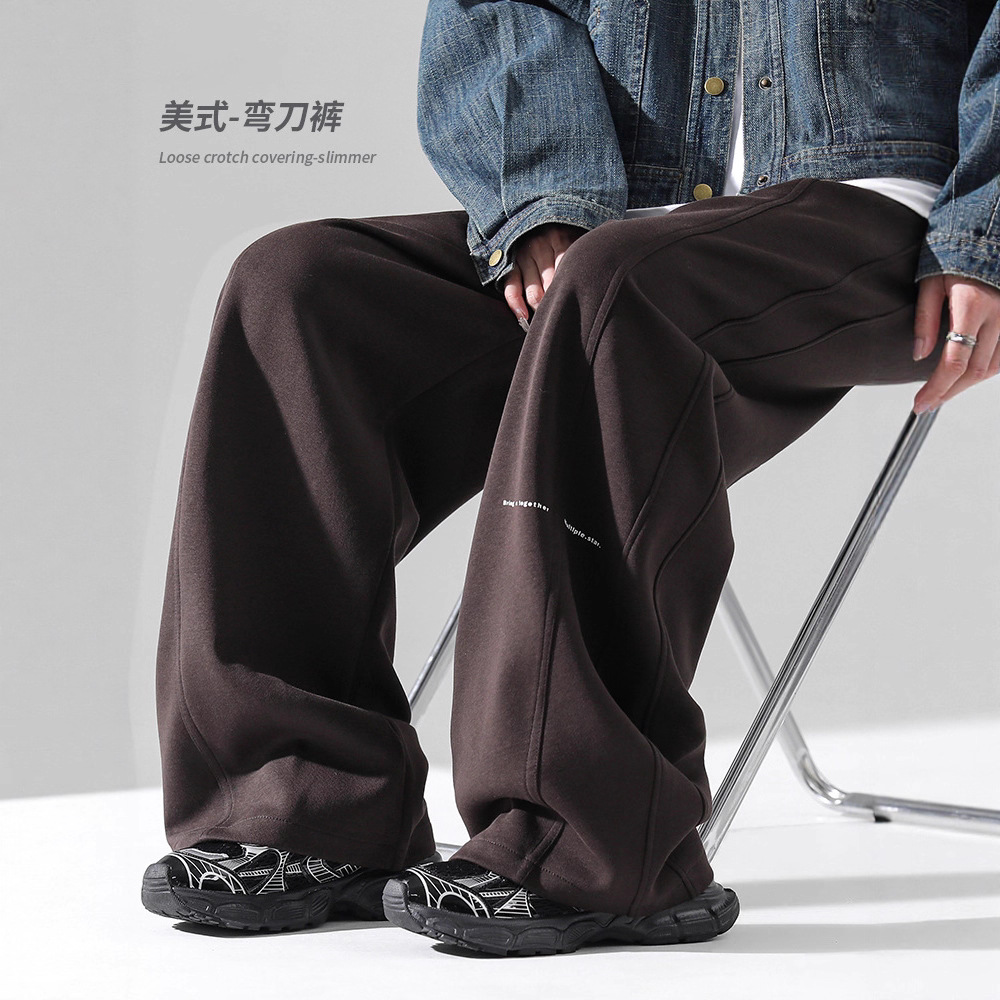 Sabre Pants Men and Women Autumn and Winter Loose Sports Pants 2025 New Men's Wide-Leg Straight Casual Sweatpants