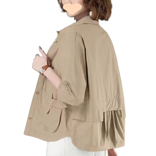 Short Women's Open Top Coat, Thin Early Spring 2025 Fashion Casual Cardigan, Small Figure Shirt Windbreaker Jacket Top