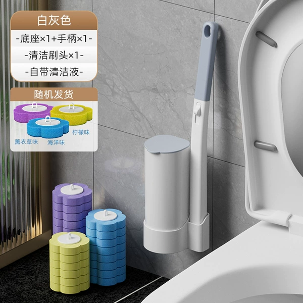 Mixed -match white -bottomed toilet brush (main body+handle)