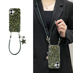 ins风墨绿豹纹适用iPhone17PROMAX手机壳新款16/15/14小众13/12女
