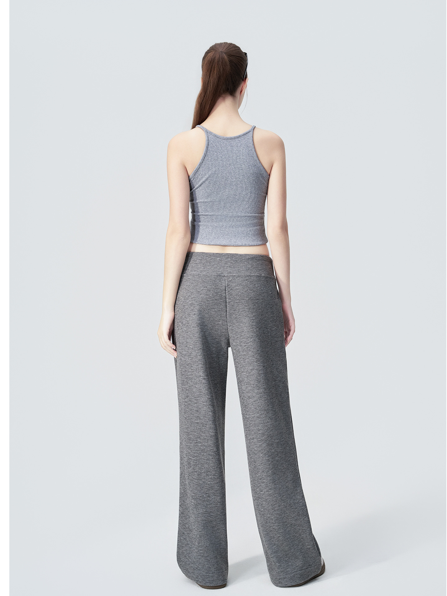 Pantalones de cintura alta y cadera vertical de pierna recta de caída image 3