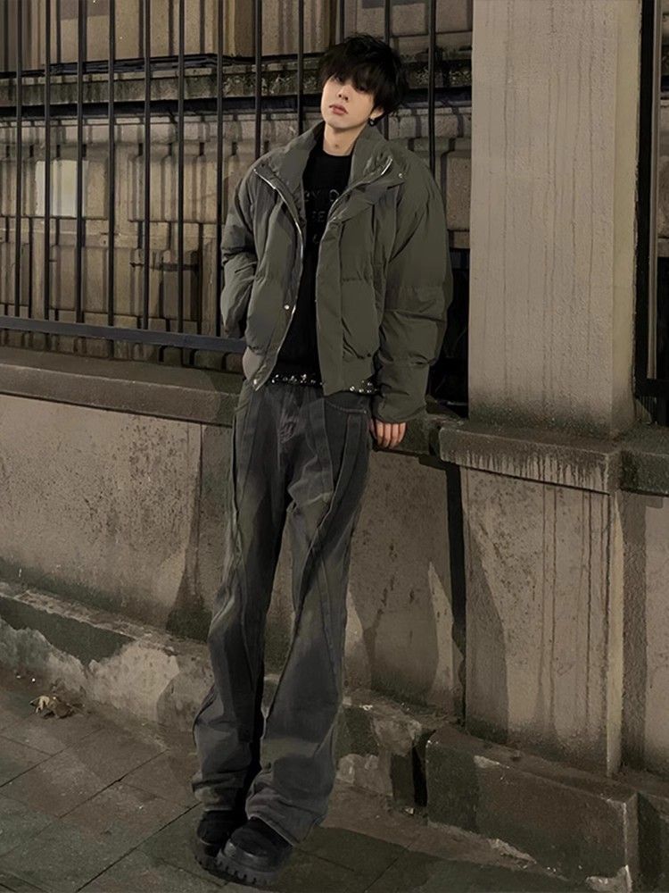 Vadderad jacka herr american retro vinterjacka för män_voghion.com