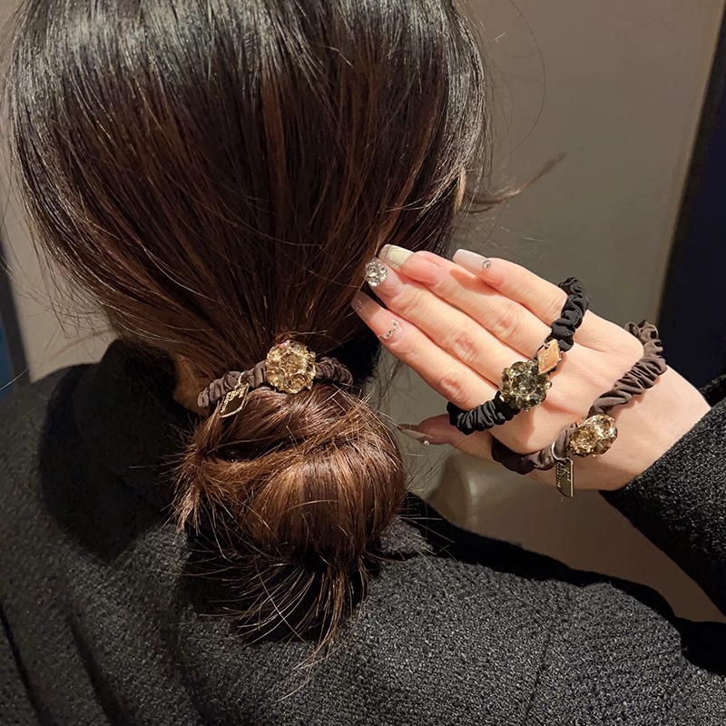 Luxe elastische haarband met steentjes voor knot accessoires_voghion.com