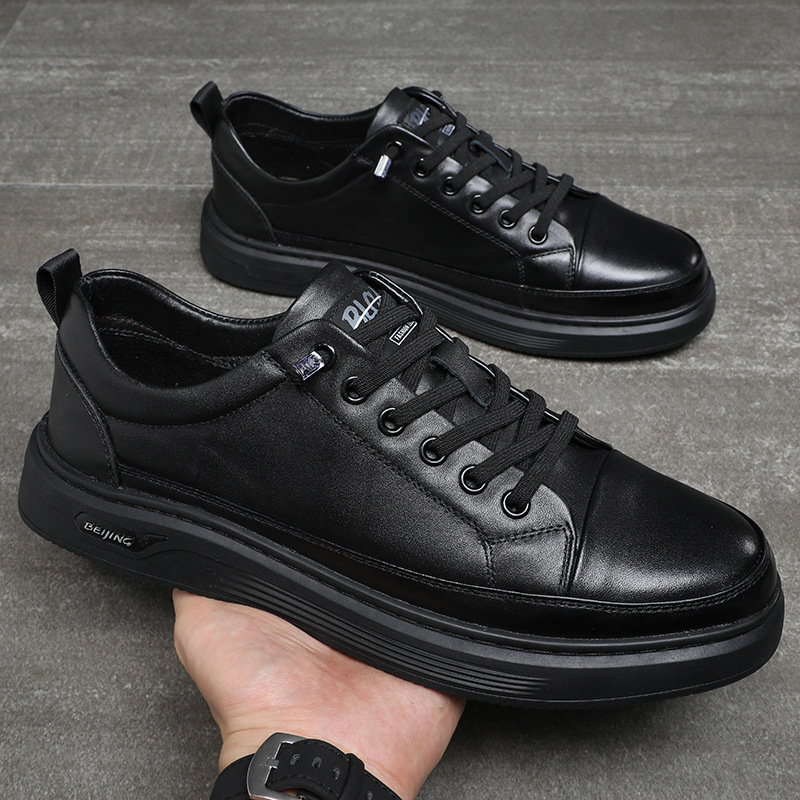 First-Layer Cowhide Sneakers for Men, High-End Casual Shoes, Men's Sneakers, Slip-On Shoes, Men's Versatile Trendy Shoes, Genuine Leather