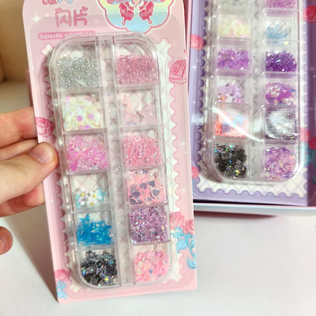 Nueva colección Galaxy flash serie de muchas chicas de ensueño corazón pequeño maquillaje delicado diafragma accesorios hechos a mano