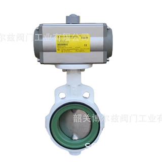 染缸蝶阀四氟气动蝶阀耐高温双作用不锈钢蝶阀软密封气动蝶阀