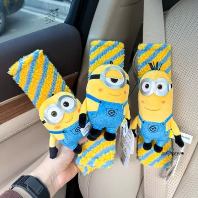 Sürətlər qutusu və əl tormozu başlıqları, Authentic Minions Car Seatbelt - shoulder-pads-striped-shoulder-pads-authentic-stewartkevinbob-three-pieces