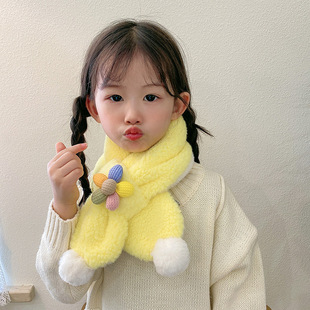 Cartoon Cute Flower Imitation Lamb Wool Children's Plush Scarf Men's and Women's Winter Neck Set Baby's Thickened Warm Neck
