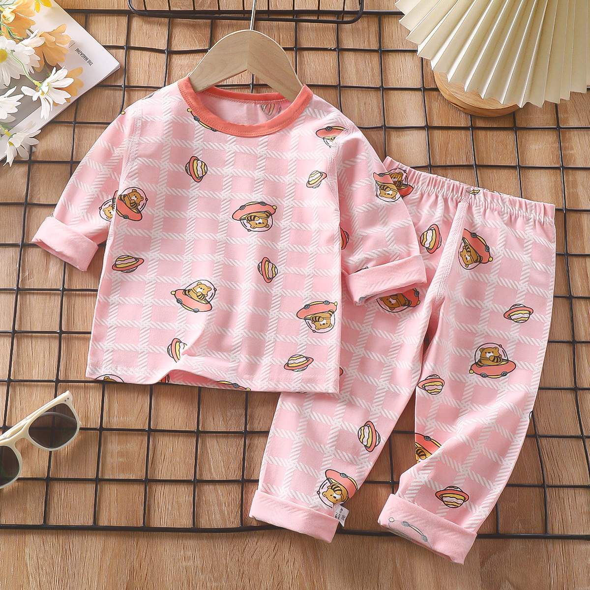 Pajamas infantiles primavera lica algodón ropa interior bebé ropa doméstica para niños niñas chaqueta de otoño pantalones de otoño ropa infantil al por mayor