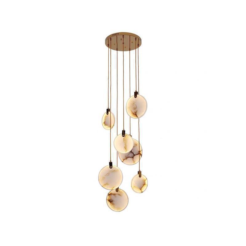 Escaleras largas giratorias simples lujosas lámparas de lámparas de lámparas luminosas de piedra nórdica moderna nube creativa imitación de estilo chino nuevo